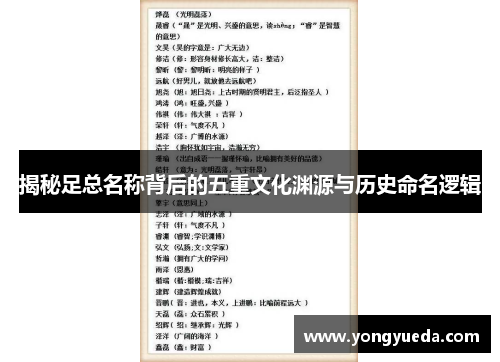 揭秘足总名称背后的五重文化渊源与历史命名逻辑