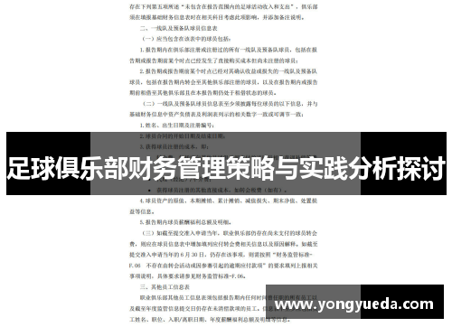 足球俱乐部财务管理策略与实践分析探讨